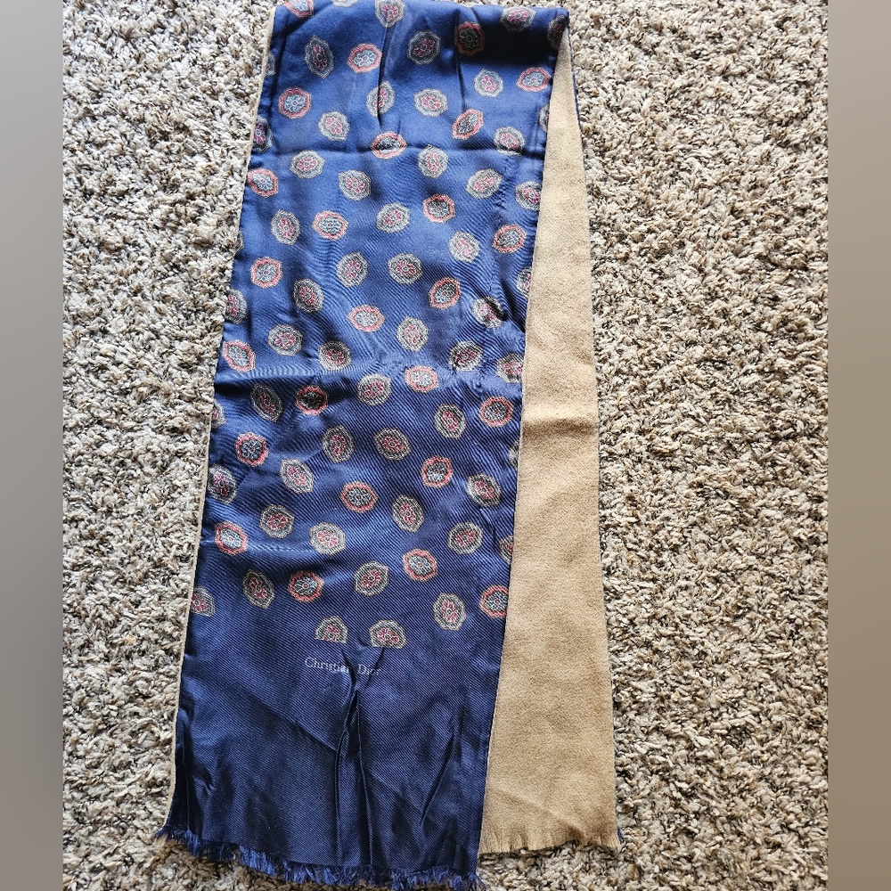 Christian Dior‎ vintage floral print wool and silk scarf